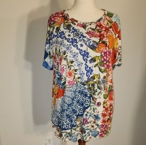 Johnny Was Vibrant Floral Print Tunic